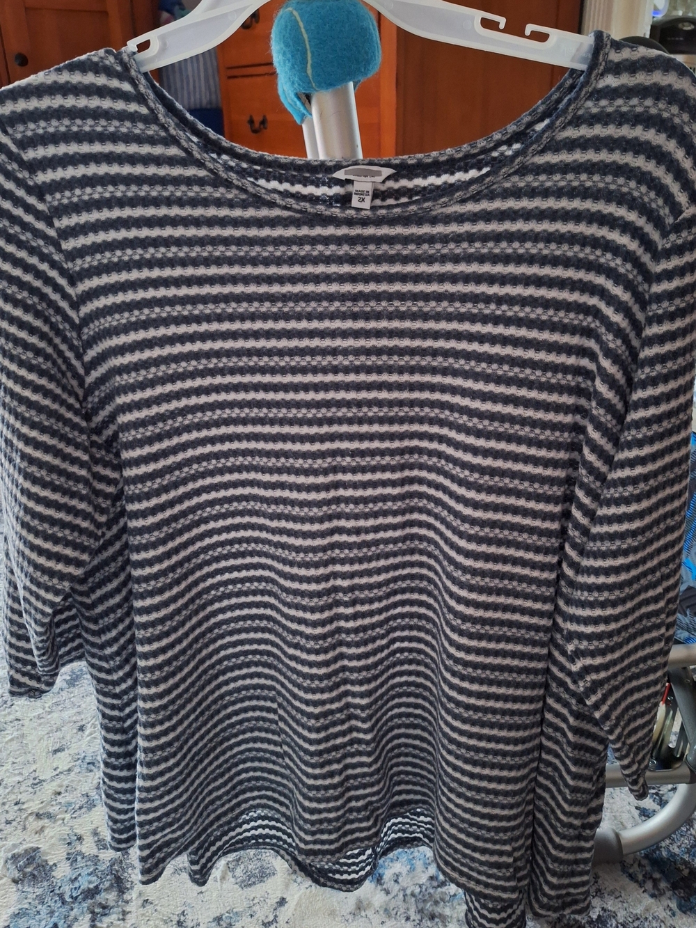 Striped Navy and White Women's Knit Top
